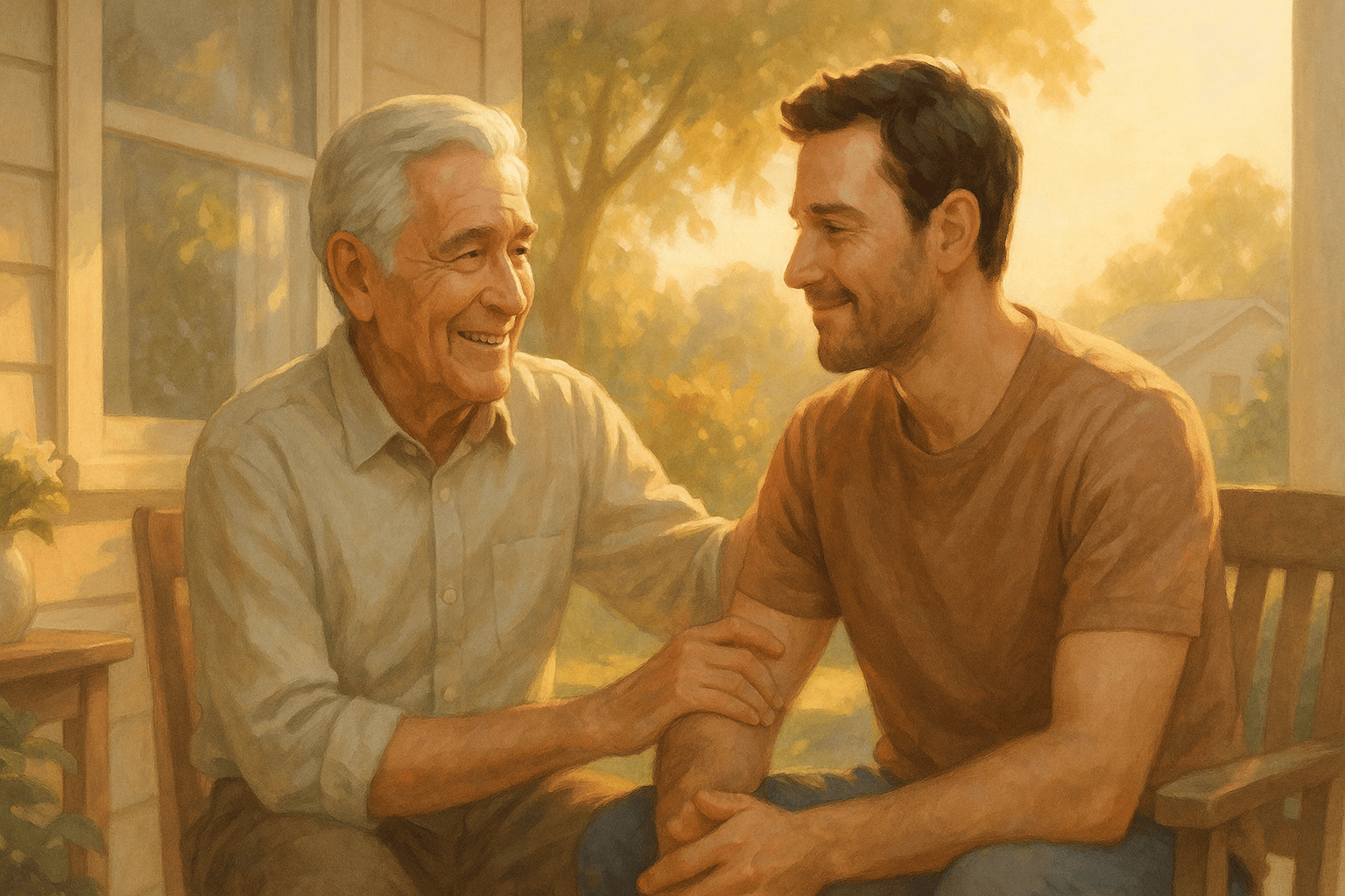 A man enjoying time with his father. Depicting the discussion on what is final expense?
