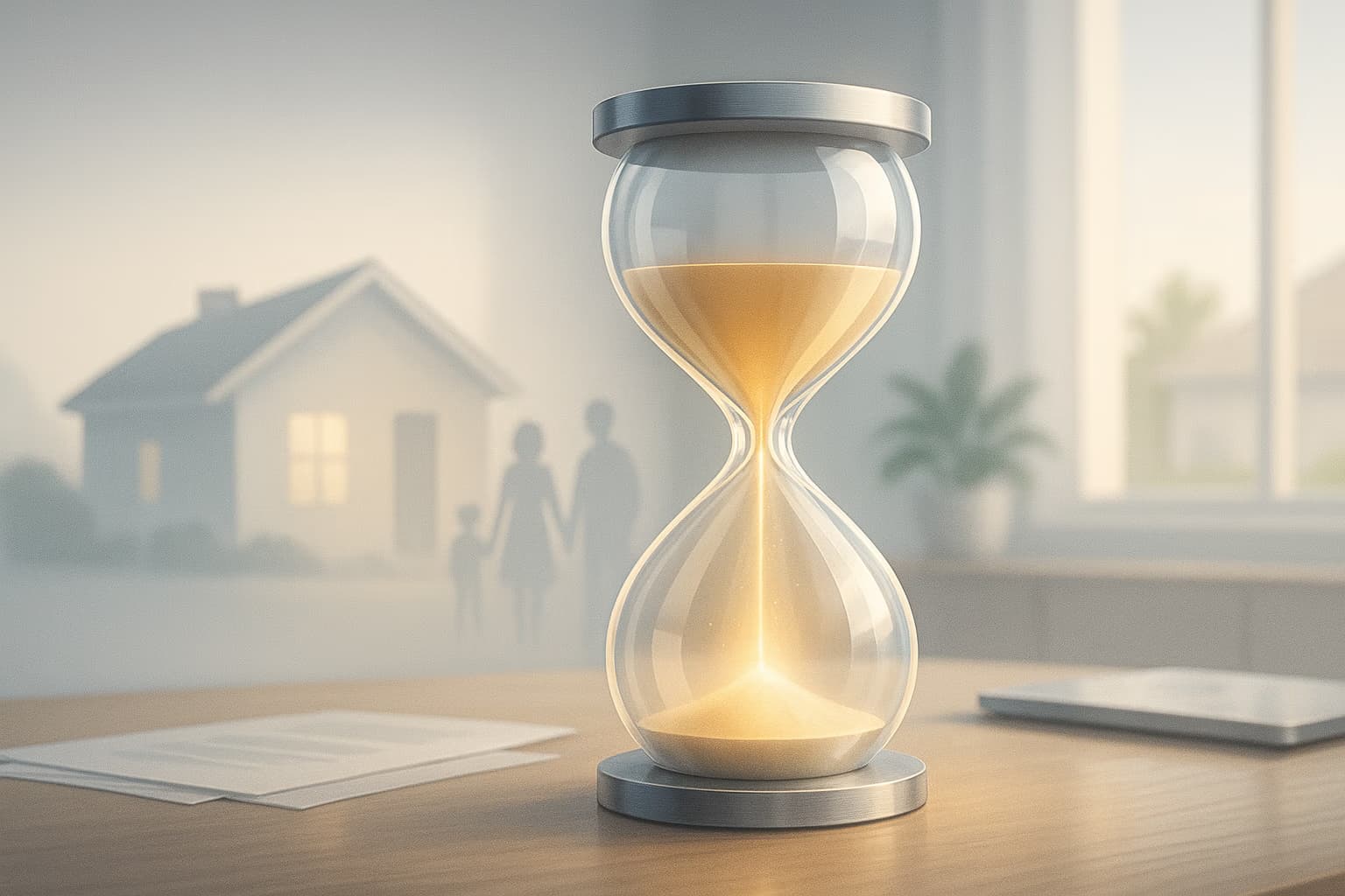 An hour glass depicting the time limit answering what is term life insurance?